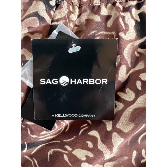 Sag Harbor Brown Floral Midi Skirt With Flared Hem S Polyester Elastic Waist - Picture 8 of 16